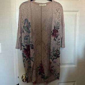 Tan floral cardigan
